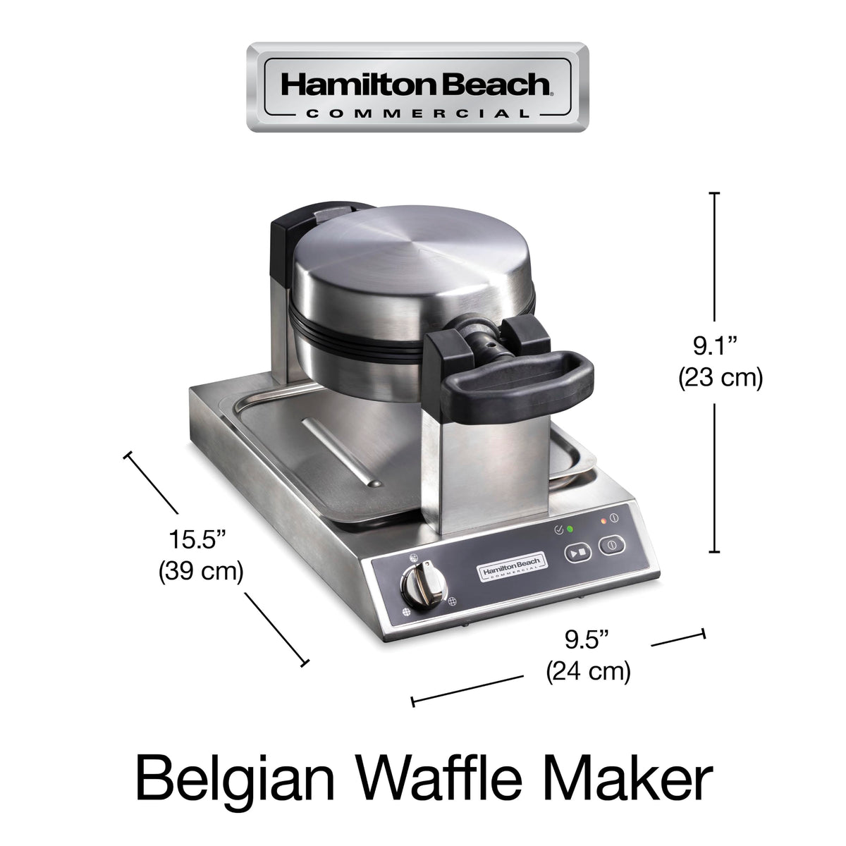 Belgian Waffle Maker by Hamilton Beach Commercial – Large, Stainless Steel / Black, Model 26700