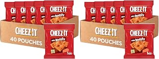 Cheez-It Cheese Crackers, Baked Snack Crackers, Single Serve, Extra Toasty (40 Pouches) (Pack of 2)