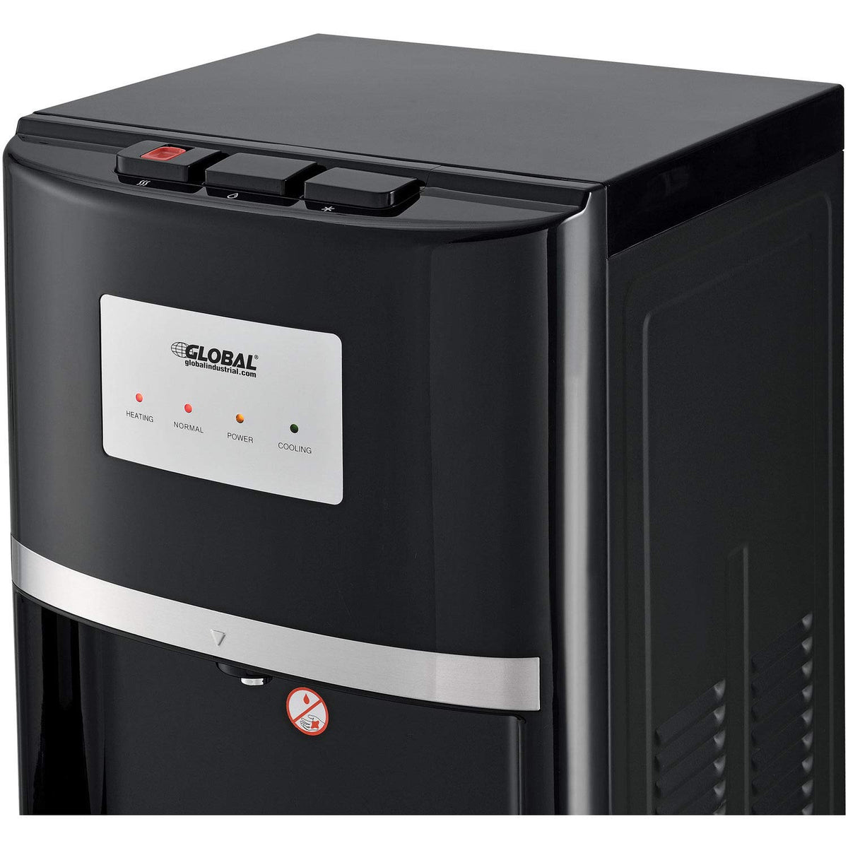 Non-Filtered Tri-Temp Water Dispenser by Global Industrial – 15.25"L x 15.75"W x 44.13"H, Stainless Steel, Black W/ Stainless, Model TY-LWYR72T