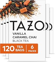 Vanilla Caramel Chai Tea Bags 120-Count (6-Pack of 20) Caffeinated Black Tea with Cinnamon by TAZO – 120 tea Bags, Pack of 6, Model 68769689