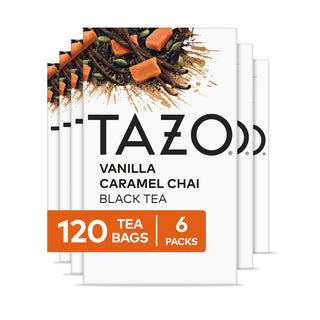Vanilla Caramel Chai Tea Bags 120-Count (6-Pack of 20) Caffeinated Black Tea with Cinnamon by TAZO – 120 tea Bags, Pack of 6, Model 68769689