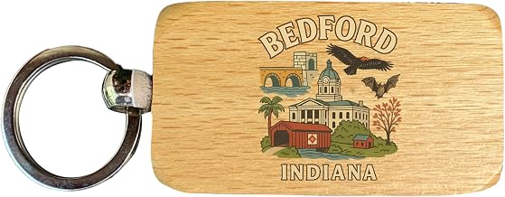 Bedford Indiana Keepsakes Souvenir 2.5x1-Inch Wooden Keychain