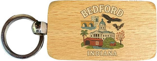 Bedford Indiana Keepsakes Souvenir 2.5x1-Inch Wooden Keychain