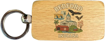 Bedford Indiana Keepsakes Souvenir 2.5x1-Inch Wooden Keychain
