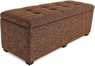 The Crew Furniture Esplanade Bed Bench Velvet Leopard, Upholstered End-of-Bed Storage Bench for Bedroom