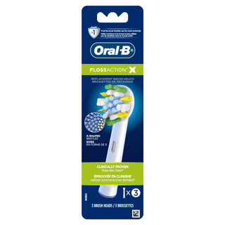 Floss Action Replacement Electric Toothbrush Heads - 3ct by Oral-B – 3 Count (Pack of 1), Plastic, White, Model EB25-3