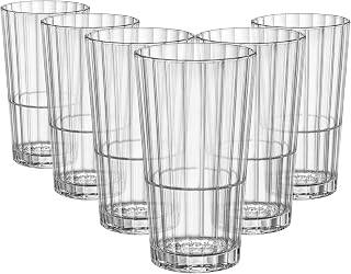 Bormioli Rocco Oxford Bar 13.25 oz. Stackable Beverage Drinking Glasses, Clear, Set of 6