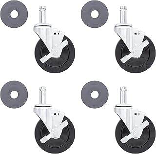 Metro 5MB 5" Resilient Rubber Swivel/Brake Stem Caster for Super Erecta Industrial Wire Shelving Racks Pack of 4