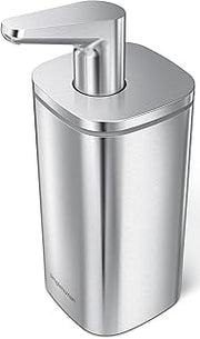 simplehuman Pulse Pump, 10 oz Manual Soap Dispenser for Kitchen and Bathroom, Smooth & Precise Push-Down Action, No-Drip Spout, Refillable Liquid Soap Pump, Brushed Stainless Steel