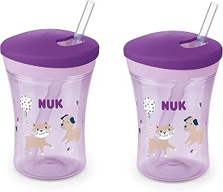 NUK Evolution Straw Cup (Purple Cat & Dog)