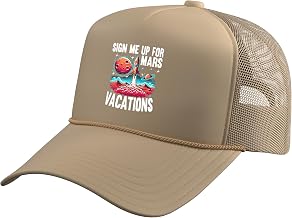 Sign Me Up for Mars Vacations Rocket Planet Space Lover Trucker Hat with Adjustable Mesh Back