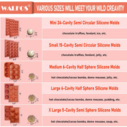 Walfos Half Ball Silicone Mold, 5 Cavity Extra Large, Set of 3