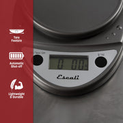"Escali Primo Digital Kitchen Scale – Digital Food Scale Grams and Ounces for Cooking by San Jamar – 11 Pound Capacity, 0.0 ounces, Plastic, Metallic, Model SCDG11M