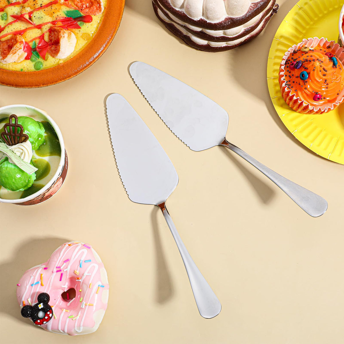 Meyeyaia Pie Server Spatula Set, Stainless Steel, Silver, 30 Pcs