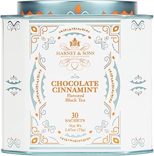 Harney & Sons Chocolate Cinnamint Black Tea, 30 Sachets in Tin | Black tea with chocolate, peppermint, cinnamon, ginger and cardamom flavors. Contains caffeine.