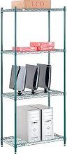 Nexel Poly-Green, 4 Tier, Wire Shelving Starter Unit, 30"W x 14"D x 74"H