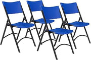 Plastic Portable Folding Chairs by National Public Seating – 600 Series Premium Lightweight Foldable Chairs for Indoor & Outdoor, Set of 4 – Comfortable, Durable, Institutional-Grade, Blue