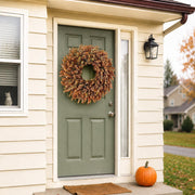 Juxdp Artificial Fall Azalea Wreath, 26 Inch, Orange-Green