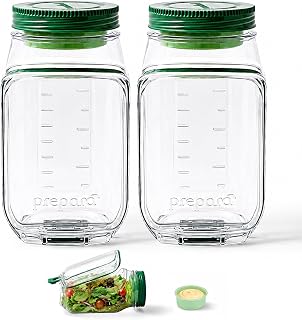 Prepara The Original Salad Pod - Leakproof Food Container for Meal Prep - 4.5 Cups Capacity, BPA Free Tritan, Microwave & Dishwasher Safe (2 Units) | BPA-Free, Ideal for Meal Prep, Salads & Snacks, Holds 4.5 Cups, Includes 2.5 oz Dressing Capsule, Mess-Free & Leakproof