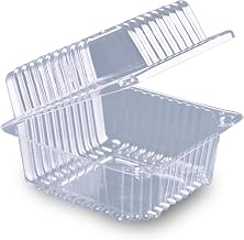 DFI LBH513 - 5" Square Deep Clear Hinged Plastic Container - 500 per case