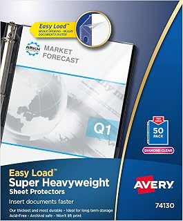 Avery Diamond Clear Super Heavyweight Sheet Protectors, Easy Load, 50 Document Protectors (74130) (Pack of 5)