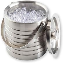 TableCraft 10700 Ice Bucket, 55 oz., 6" Dia. x 6-1/5", Double Wall, Brushed Stainless Steel