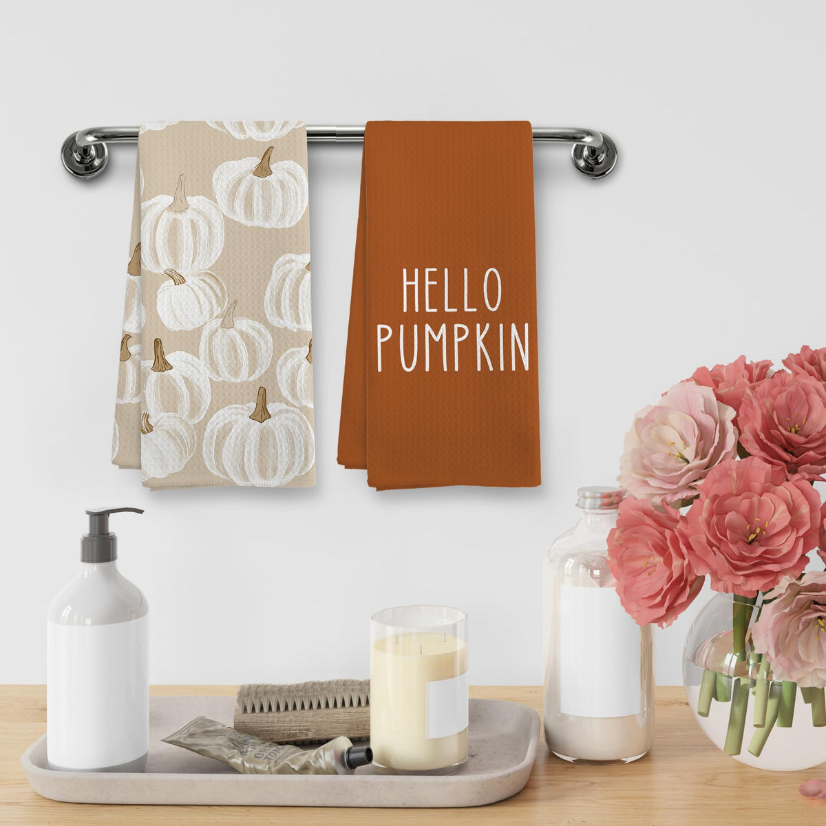 XNXLDYLH Hello Pumpkin Kitchen Towels, 16x24 Inches, Set of 2