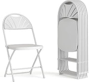 Flash Furniture Hercules Series Plastic Folding Chairs with Carrying Handle, Lightweight Commercial Event Seats 650-lb. Static Weight Capacity, Set of 8, White