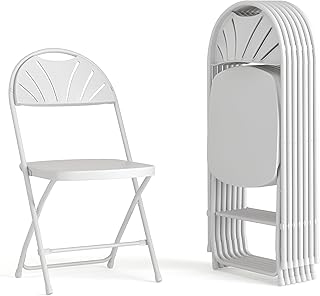 Flash Furniture Hercules Series Plastic Folding Chairs with Carrying Handle, Lightweight Commercial Event Seats 650-lb. Static Weight Capacity, Set of 8, White