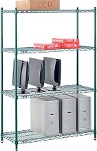 Nexel Poly-Green, 4 Tier, Wire Shelving Starter Unit, 42"W x 18"D x 54"H