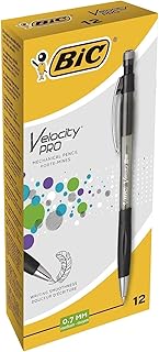 BIC Velocity Pro Refillable Mechanical Pencils - Black - Box of 12 (3 HB) Lead Pencils 0.7 mm with Eraser