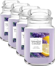 Yankee Candle Lemon Lavender Scented Candle, 22oz Large Jar with up to 150 Hour Burn Time, Giftable, Birthdays (Pack of 4)