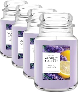 Yankee Candle Lemon Lavender Scented Candle, 22oz Large Jar with up to 150 Hour Burn Time, Giftable, Birthdays (Pack of 4)