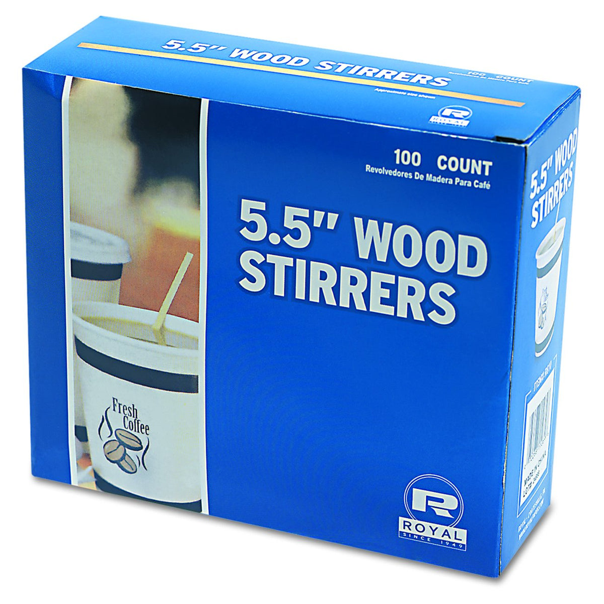 Royal Paper R810BX Wood Coffee Stirrers – 5 1/2" Long, Woodgrain (Box of 100)