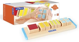 Guidecraft Colorful Starter Square Fractions - Wooden Early Development Toys for Children, Math Skills Stimulating Game