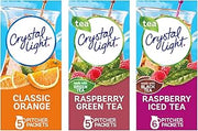 Crystal Light Drink Mix Variety Pack, Low Calorie Powdered Beverage Mix for Water Flavoring and Refreshing Drinks, Classic Orange, Raspberry Green Tea and Raspberry Iced Tea (Variety Pack)
