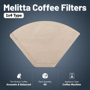 Classic Filter Papers 1x4 40 Pack 100g by Melitta – Commercial Grade