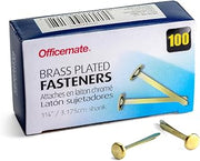 Officemate Brass Plated Fasteners, 1.25-Inch Length, 0.375-Inch Head, 100 per Box (99815)