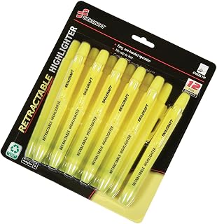 AbilityOne 7520015548210 - Retractable Chisel Tip Highlighter - 12 Pack - Yellow Ink - 12 units