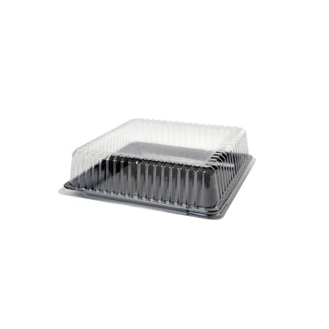 Platter Pleasers 12" X 12" Square Dome Lid by Fineline settings – 12 x 12, PETE, Clear, Pack of 50, Model DDSQ1212.L