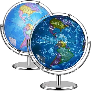 Illuminated World Globe for Kids, Desk Globe Night Light with Stand