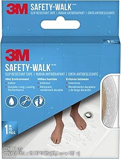 3M Safety-Walk Slip Resistant Tape, White, 1 in x 15 ft, 1 Roll | Tread Tape for Bath and Shower