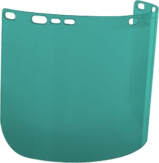 Face Shield Window for Jackson Safety Headgear, 8" x 15.5" x 0.04", Polycarbonate, Unbound, Dark Green Tint (Case of 36), 29100