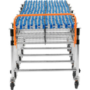 24" W Portable Flexible & Expandable Conveyor by Global Industrial – 32"L x 24"W x 10"H, Alloy Steel, Blue, Model 168111