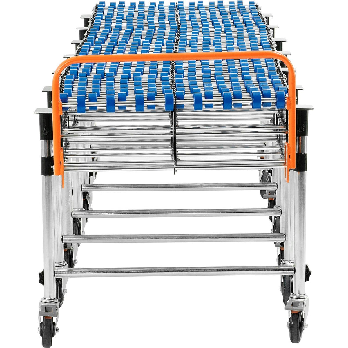 24" W Portable Flexible & Expandable Conveyor by Global Industrial – 32"L x 24"W x 10"H, Alloy Steel, Blue, Model 168111