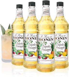 Monin Flavored Syrup, Chipotle Pineapple, 33.8-Ounce Plastic Bottles (Pack of 4)
