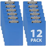 Officemate Plastic Clipboard, 12.5 x 9-Inches, Letter Size Document Holder with Low-Profile Metal Clip, Retractable Hanging Hole, Arctic Blue, Pack of 12