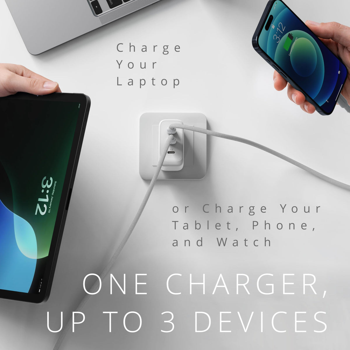 70W USB-C GaN Power Adapter and 3 Port Charger K38101NA by Kensington – Commercial Grade