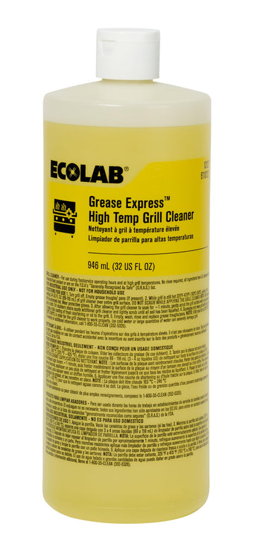 Grease Express HighTemp Grill Cleaner by Ecolab – 32 Fl Oz (Pack of 1), yellow, Model 10127