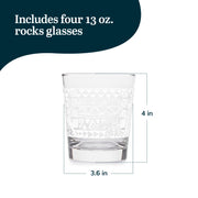 Libbey Tiki Rocks White / 13 Ounces / Tiki Old Fashioned Glasses